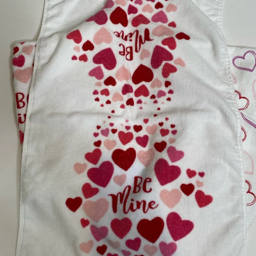 Valentine's 'Be Mine' Heart Tea Towels - Red, Pink, Purple